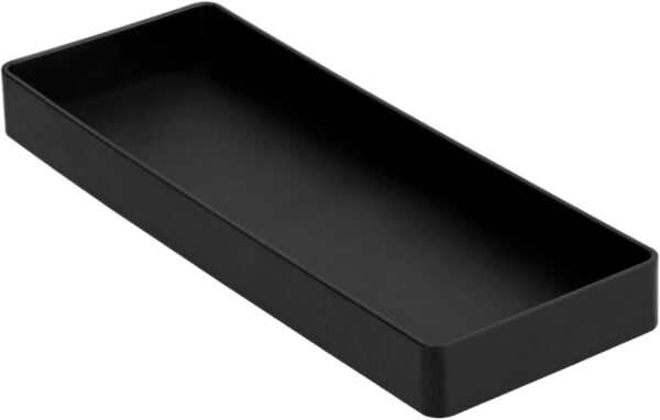 Rectangular Plastic Desk Organizer, Half Accessory Tray For Office Supplies And Workspace Organization, 9.4" X 3.3" X 1", Black