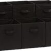 Collapsible Fabric Storage Bins Organizer With Handles, Sturdy, Foldable, 10.5" X 10.5" X 11", Black, 6-Pack