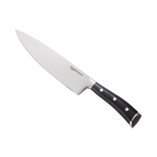 Classic 8-Inch Full Tang High Carbon Stainless Steel Chefs Knife, Multipurpose Kitchen Knife With Three Rivets, Silver