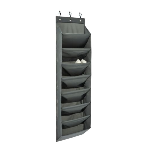 8 Tier Over The Door Shoe Organizer, Large Capacity Space Saving Hanging Shoe Storage For Closet And Dorm, Dark Grey