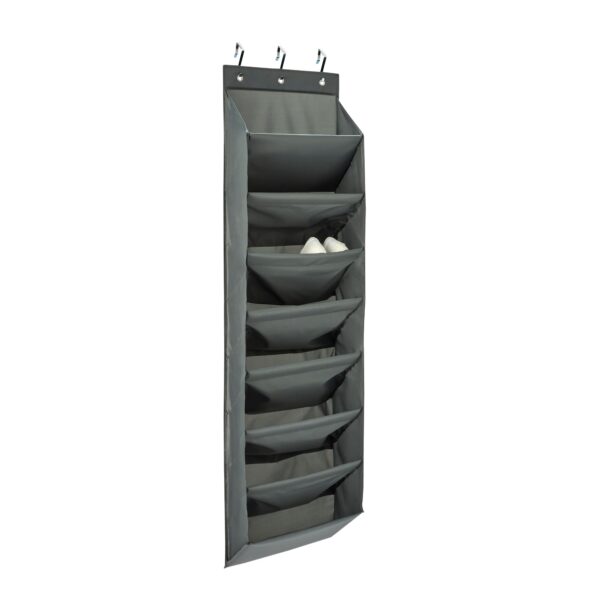 8 Tier Over The Door Shoe Organizer, Large Capacity Space Saving Hanging Shoe Storage For Closet And Dorm, Dark Grey