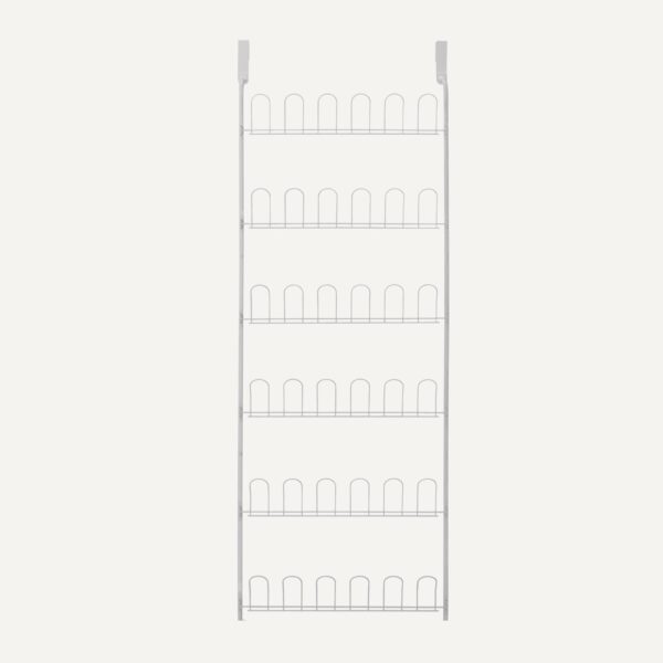Over The Door Metal Shoe Rack, 18 Pair Capacity, White