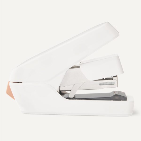 Office Heavy Duty Stapler, Flat Clinch, Effortless, 40 Sheet Capacity, 1000 Staples, No Jam, For Classroom, Office Or Desk Use, White