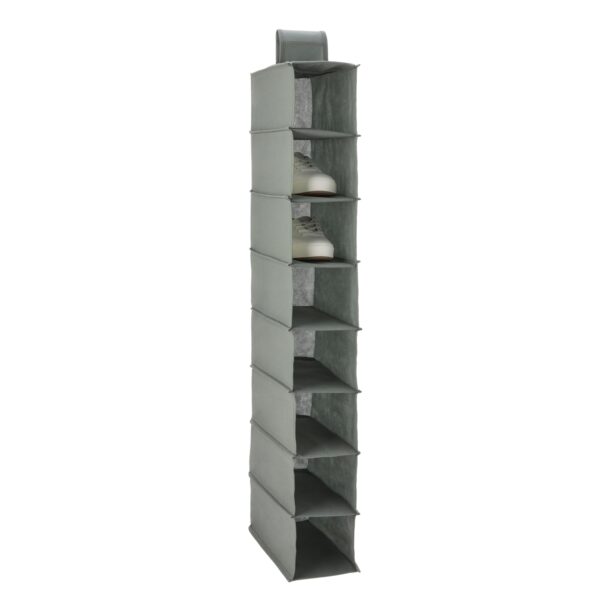 8-Tier Hanging Closet Shelf Shoe Organizer, Space Saving Storage, Foldable, 11.5 X 41 X 5.5 In, Dark Grey