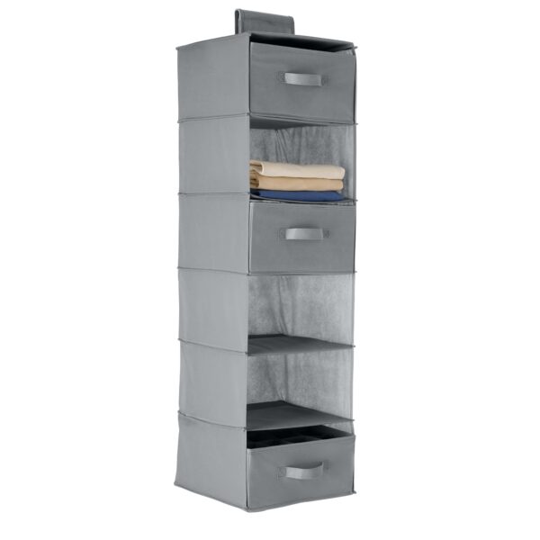 6-Tier Hanging Closet Organizer With Removable Drawers For Sweaters, 6.9"D X 13.6"W X 12.2"H, Grey