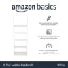 5-Tier Ladder Bookshelf Storage Organizer For Small Space, Easy To Assemble, Solid Rubberwood Frame, White Finish, 14D X 24.8W X 70.1H In
