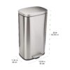 Smudge Resistant Rectangular Trash Can With Soft-Close Lid, Foot Pedal, Removable Inner Bucket, 30 Liter/7.9 Gallon, Brushed Stainless Steel, Satin Nickel Finish, 13.8"L X 11.8"W X 25"H