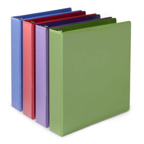 3 Ring 1.5 Inch Binder, Round Rings, Assorted Colors, 4 Pack