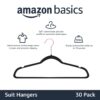 Slim Velvet Non-Slip Space Saving Sturdy Suit Clothes Hangers, Closet Organizer, Black/Rose Gold, 30-Pack