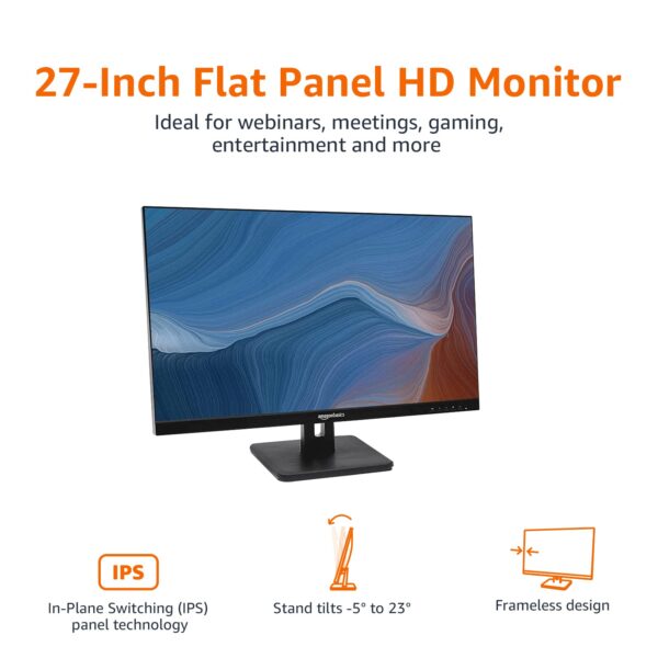 Ips Monitor 75 Hz Powered With Aoc Technology Fhd 1080P Hdmi, Display Port And Vga Input Vesa Compatible Built-In Speakers For Office And Home, 27 In, Black