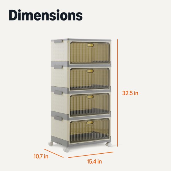 4-Tier Storage Bins With Lids, Stackable And Collapsible, 23Qt Per Tier, 92Qt Total Capacity