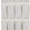 24 Medium Mesh Pocket Over-The-Door Hanging Shoe Organizer, Space Saving Shoe Storage, Light Grey