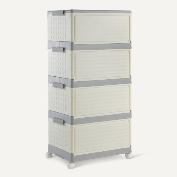 4-Tier Storage Bins With Lids, Stackable And Collapsible, 23Qt Per Tier, 92Qt Total Capacity