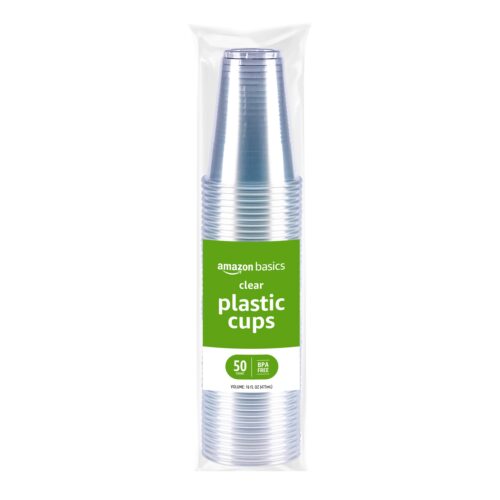 Disposable Clear Plastic Cups, 16Oz, 50 Count