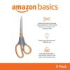 Multipurpose Stainless Steel Scissors For Office, Crafts, Right/Left Handed, Comfort Grip, Pvd Coated, 3-Pack, Multicolor