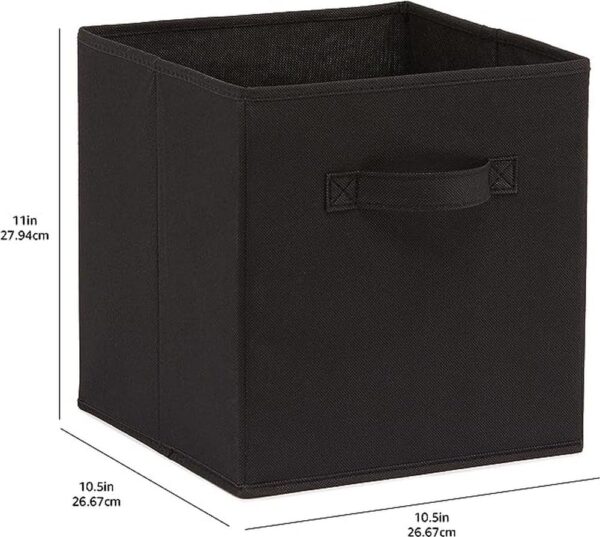 Collapsible Fabric Storage Bins Organizer With Handles, Sturdy, Foldable, 10.5" X 10.5" X 11", Black, 6-Pack