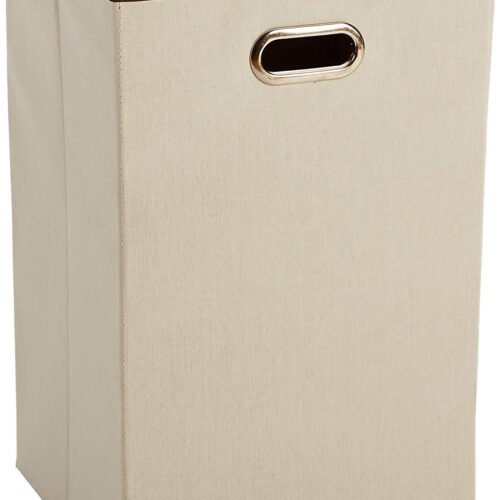 Rectangular Foldable Laundry Basket Hamper, Beige/Brown