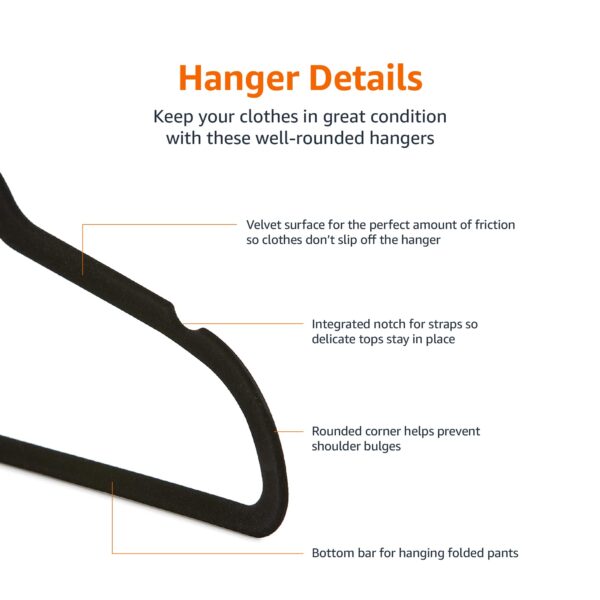 Slim Velvet Non-Slip Space Saving Sturdy Suit Clothes Hangers, Closet Organizer, Black/Rose Gold, 30-Pack