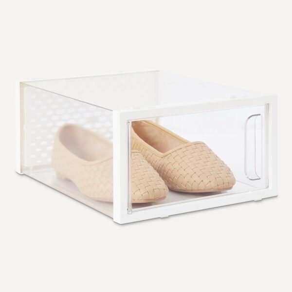 Stackable And Foldable Clear Shoe Storage Organizer Box, Small, 12-Pack