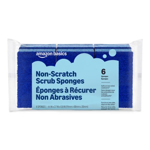 Non-Scratch Dual-Sided Sponges For Nonstick Pots And Pans, Dish Scrubber, All-Purpose, 6-Pack, Packaging May Vary