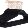 Slim Velvet Non-Slip Space Saving Sturdy Suit Clothes Hangers, Closet Organizer, Black/Rose Gold, 30-Pack