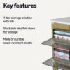 4-Tier Storage Bins With Lids, Stackable And Collapsible, 23Qt Per Tier, 92Qt Total Capacity