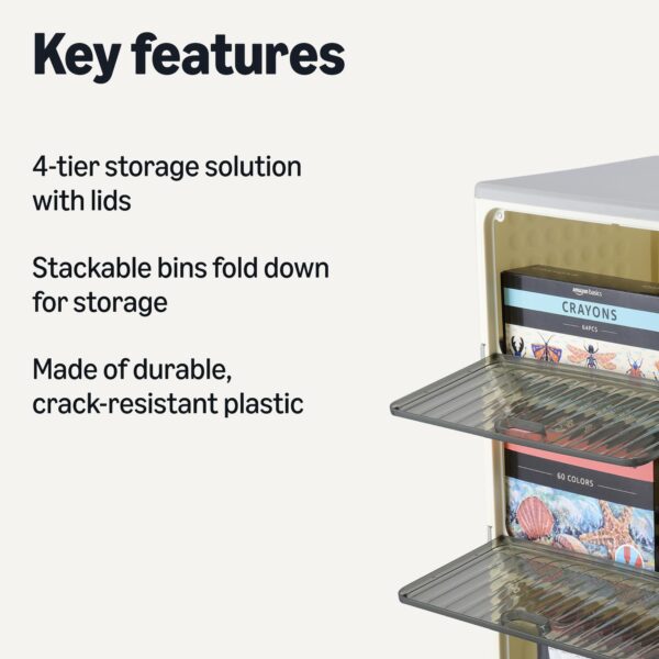 4-Tier Storage Bins With Lids, Stackable And Collapsible, 23Qt Per Tier, 92Qt Total Capacity