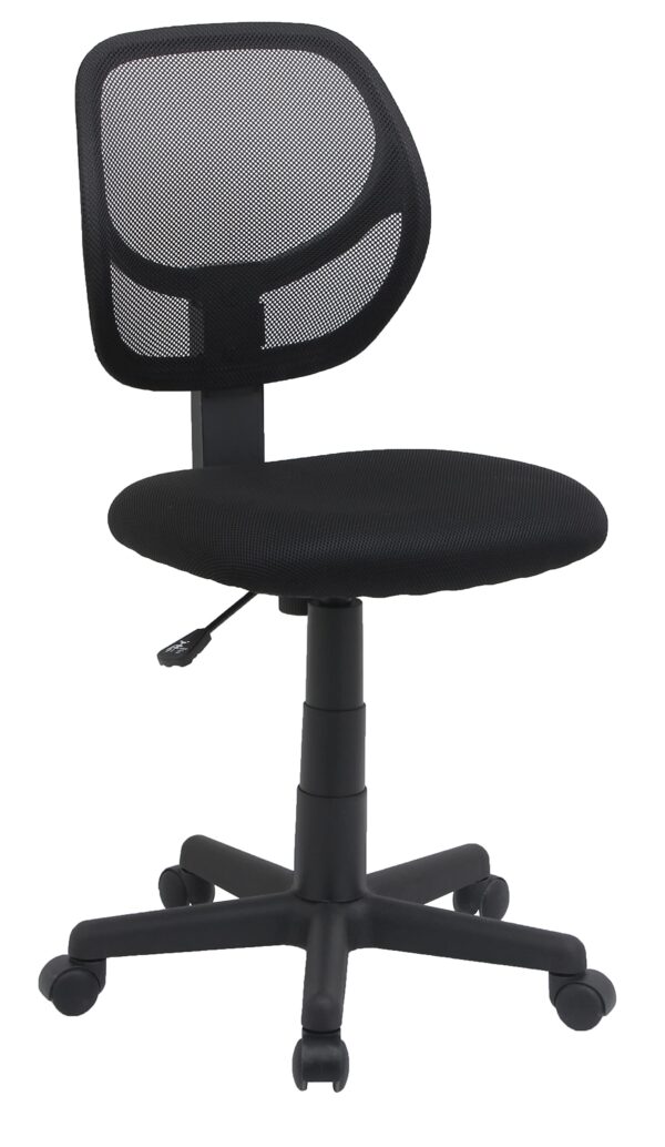 Low Back Office Chair, Breathable Mesh, Height Adjustable, Padded Seat, Rolling Wheels, Swivel, Back Support, Sturdy, 21.25" D X 22.5" W X 38" H, Black