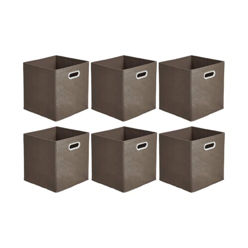 Collapsible Cube Storage Organizer Bins, 6-Pack, 10.5 X 10.5 X 11 Inches, Taupe