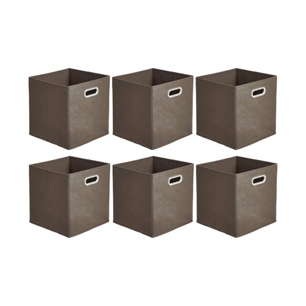 Collapsible Cube Storage Organizer Bins, 6-Pack, 10.5 X 10.5 X 11 Inches, Taupe