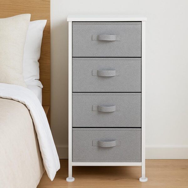 Fabric 4-Drawer Storage Organizer Unit For Closet, Bedroom, White