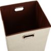 Rectangular Foldable Laundry Basket Hamper, Beige/Brown