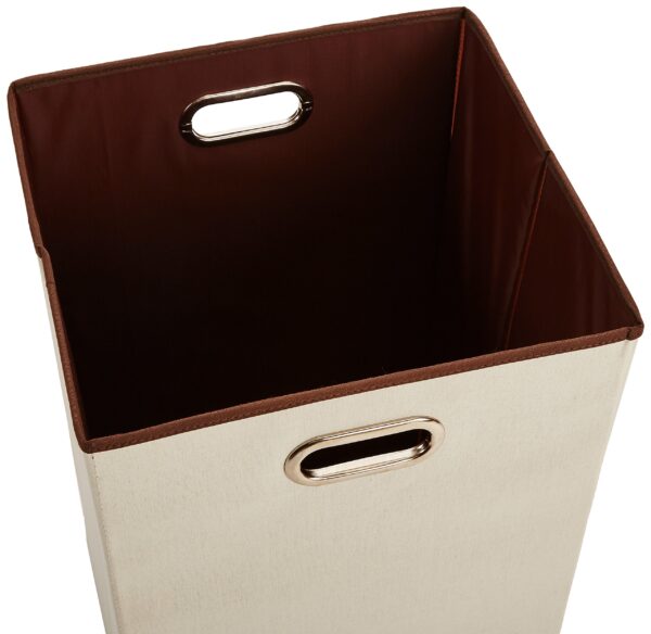 Rectangular Foldable Laundry Basket Hamper, Beige/Brown