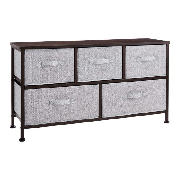 Extra Wide Fabric 5-Drawer Storage Organizer Unit For Bedroom Closet, Bronze