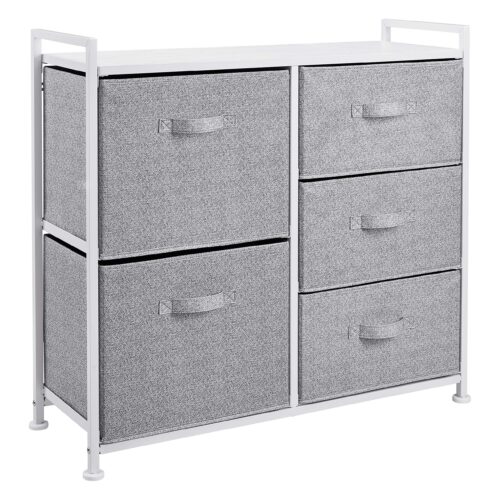 Bedroom Closet Organizer With 5-Fabric Storage Drawers For Clothes Storage, White