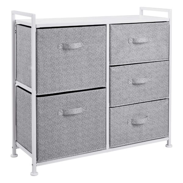 Bedroom Closet Organizer With 5-Fabric Storage Drawers For Clothes Storage, White