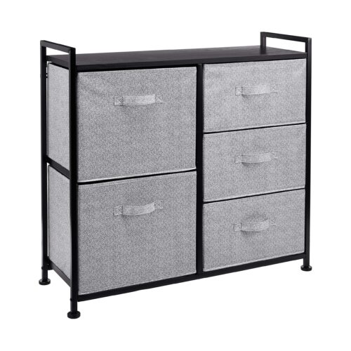 Closet Organizer With 5-Fabric Storage Drawers For Bedroom, Living Room, Black