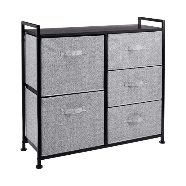 Closet Organizer With 5-Fabric Storage Drawers For Bedroom, Living Room, Black