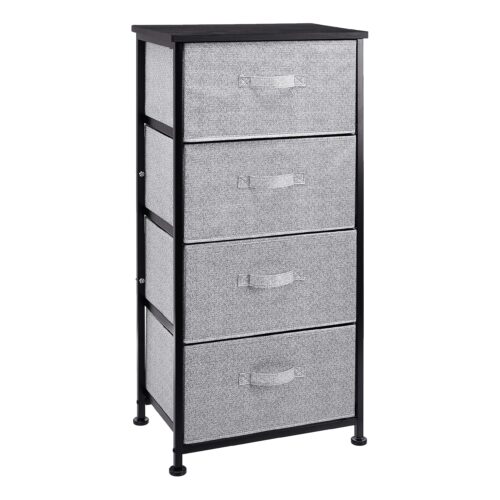 Fabric 4-Drawer Storage Organizer Unit For Bedroom Closet, Black